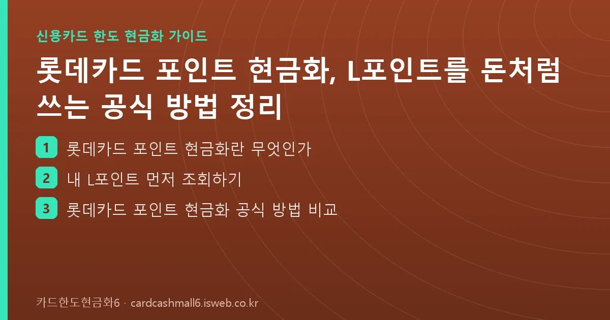 롯데카드 포인트 현금화 핵심 내용 요약