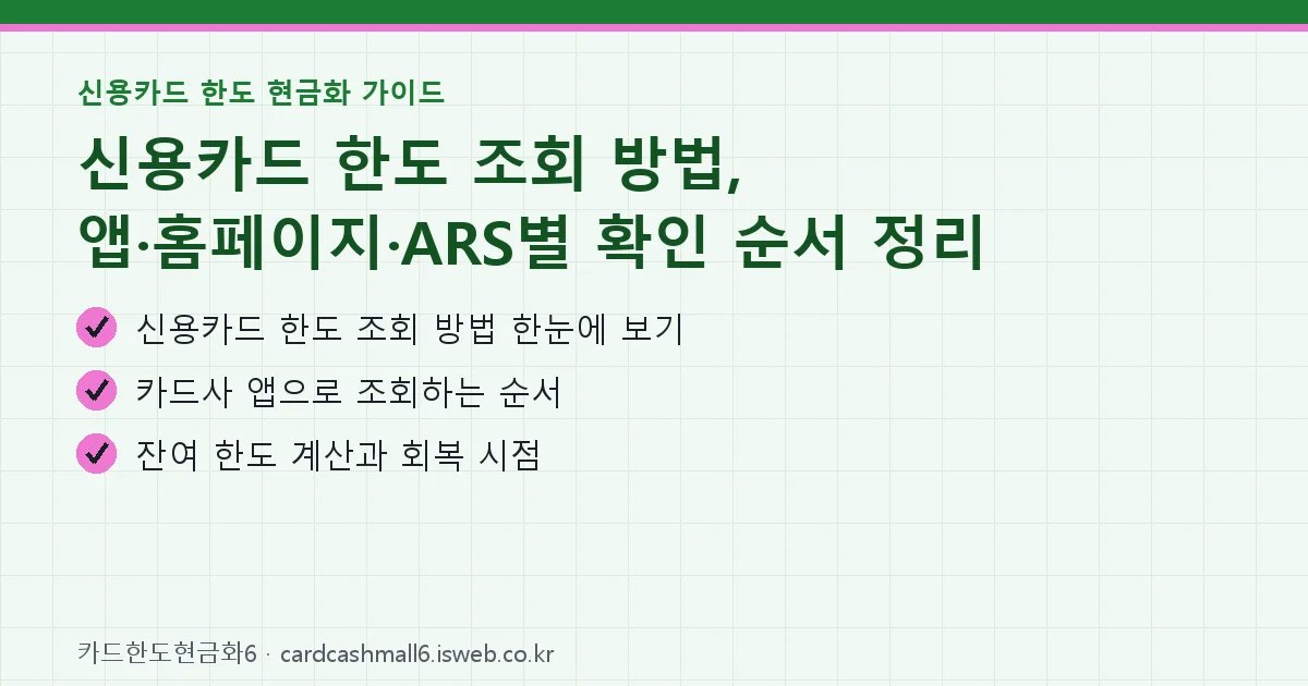 신용카드 한도 조회 방법 핵심 내용 요약